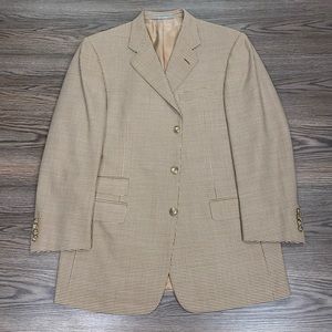 Hickey Freeman Tan & Brown Gingham Sport Coat 42R